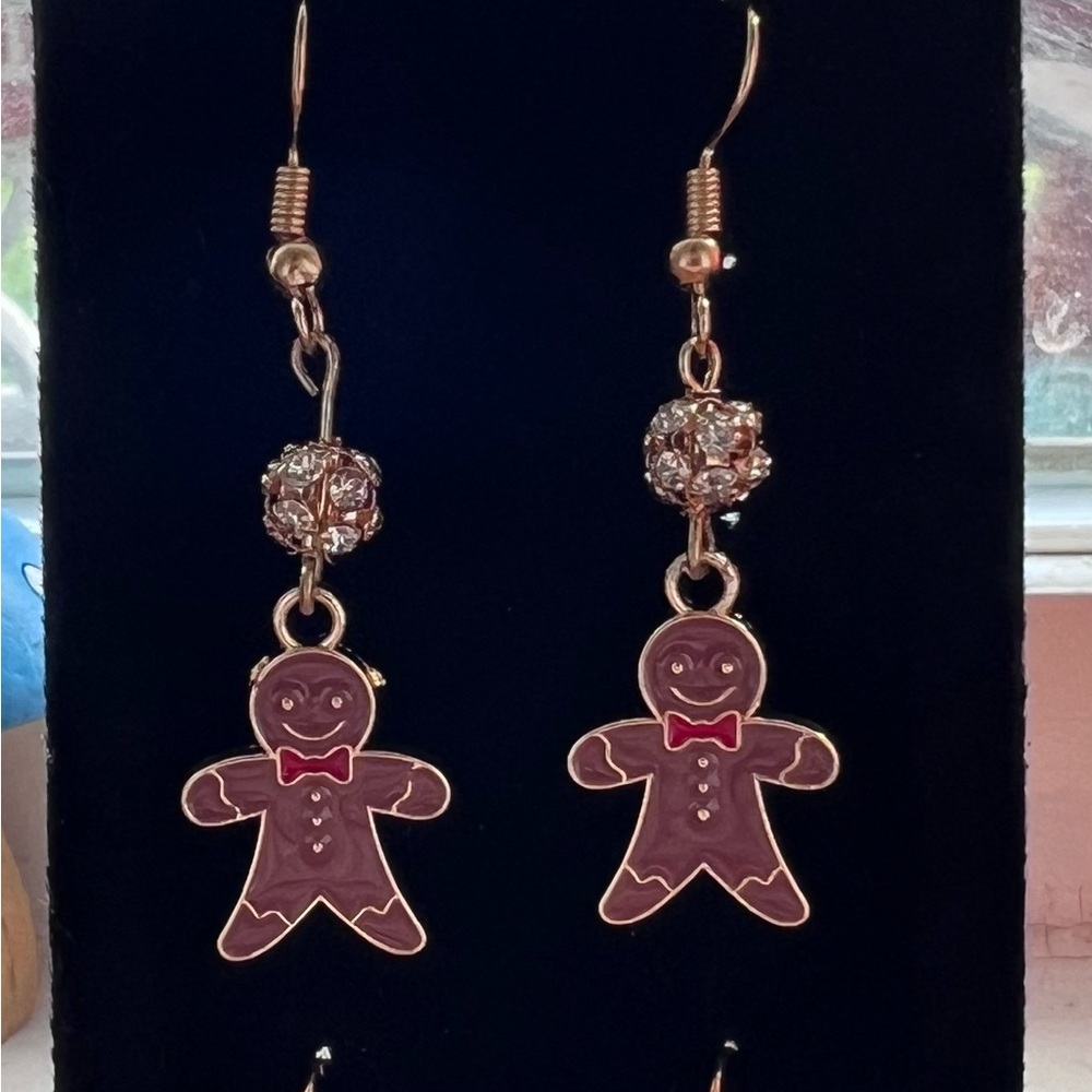 Handmade Gingerbread Man Earrings - Picture 7 of 9